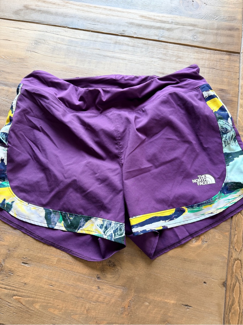 The North Face Purple Women's Athletic Shorts with Multicolor Trim